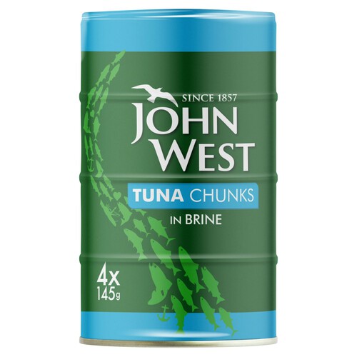 12 x John West Tuna Chunks In Brine 4 Pk - 4X145G