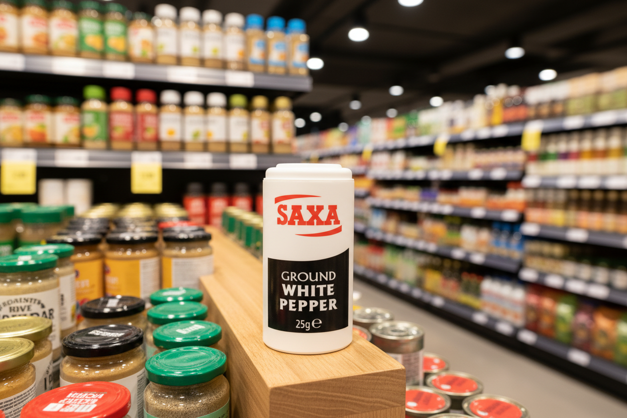 12 x Saxa Ground White Pepper 25Gm