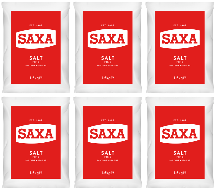 6 x Saxa Cooking Salt Polybag 1.5Kg