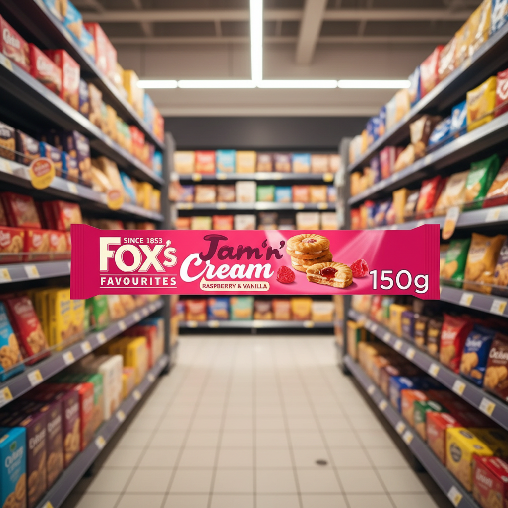 20 x Fox's Favourites Jam N Cream Raspberry & Vanilla 150G