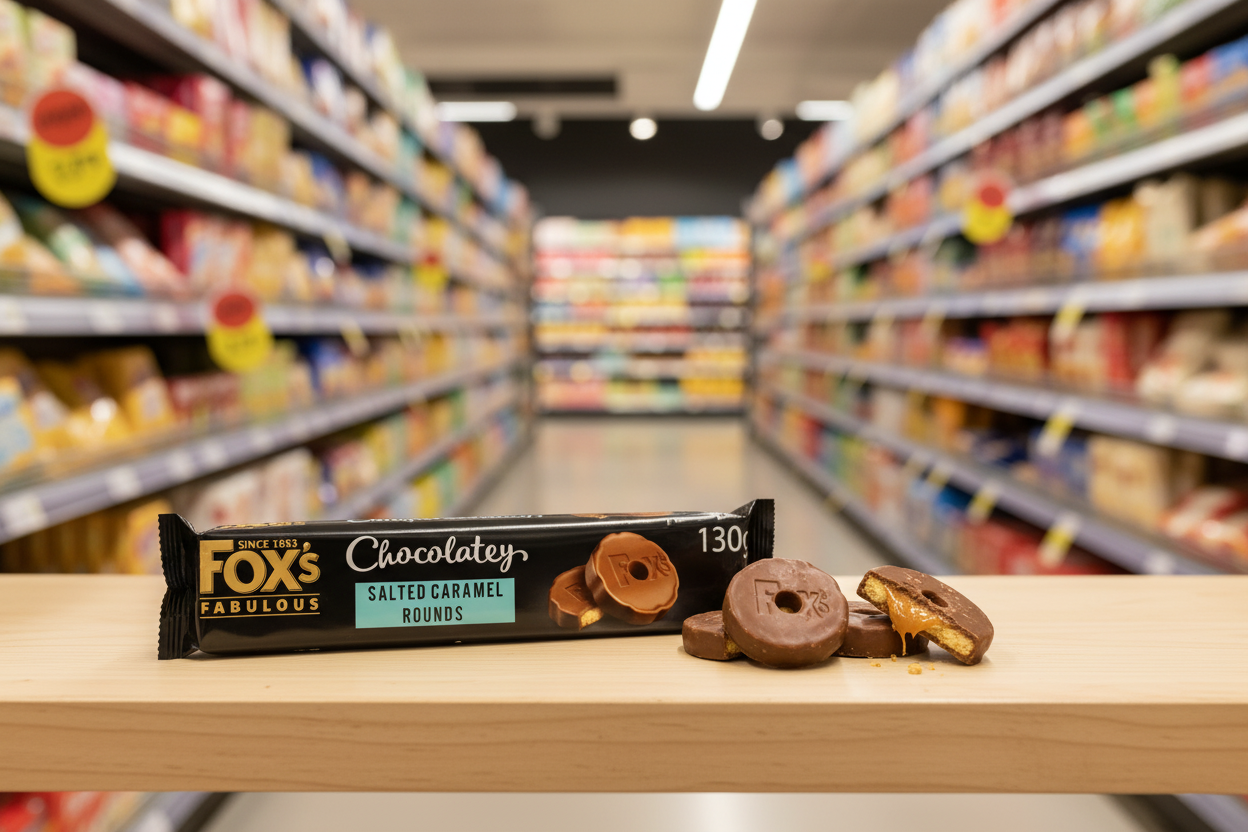12 x Fox's Fabulous Chocolatey Salted Caramel Rounds 130G