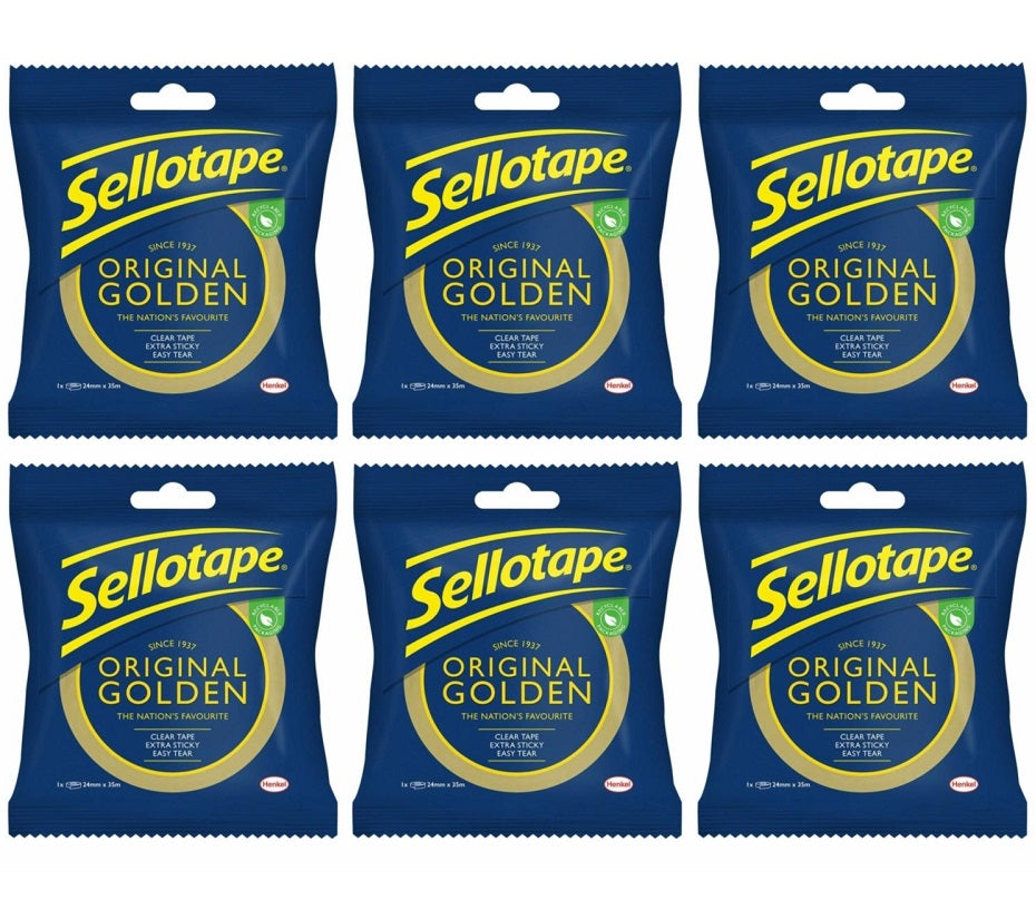 6 X Sellotape Original Golden - 24Mmx50M