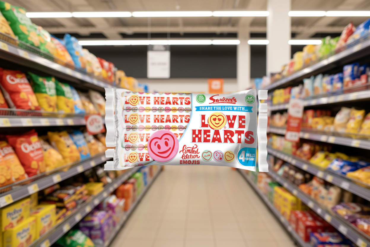 12 x Swizzels Giant Love Hearts 4Pk 152Gm