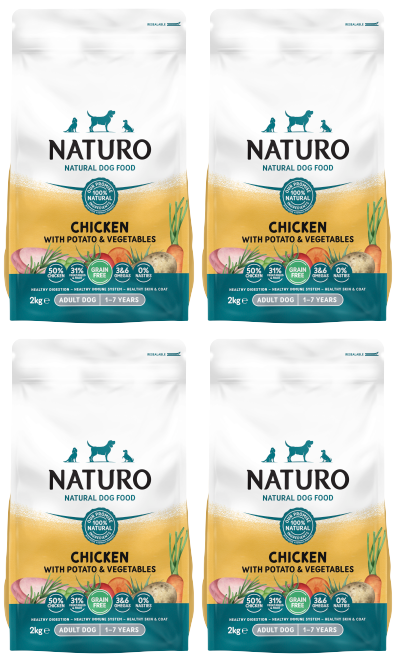 4 x Naturo Dry Adult Dog Chicken & Potato - 2KG