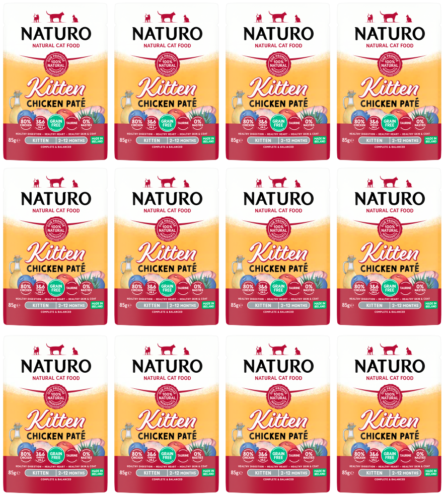12 x Naturo Kitten Pouch Chicken Pate - 85GM