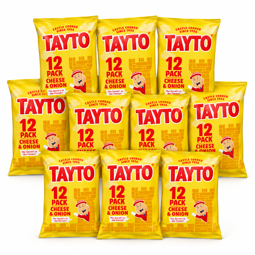 120 x Tayto Cheese & Onion Crisps (10x12 Packs) 25G