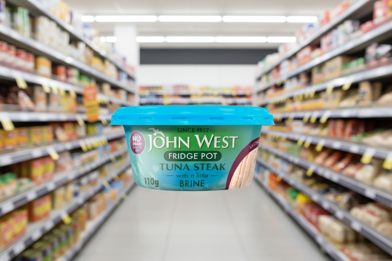 12 x John West No Drain Fridge Pot Tuna Steak With A Little Brine 110G