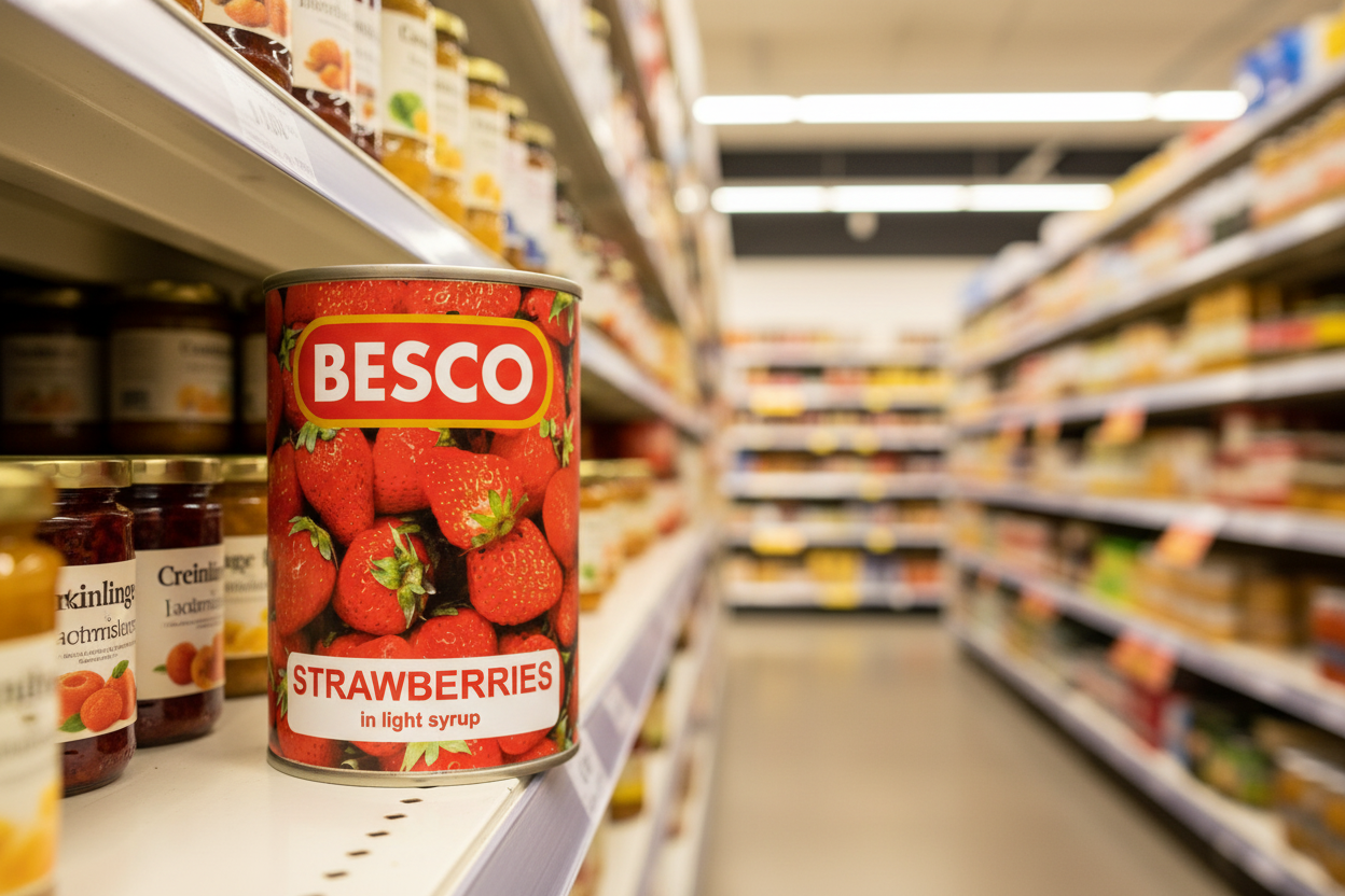 12 x Besco Tinned Strawberries In Light Syrup 410Gm