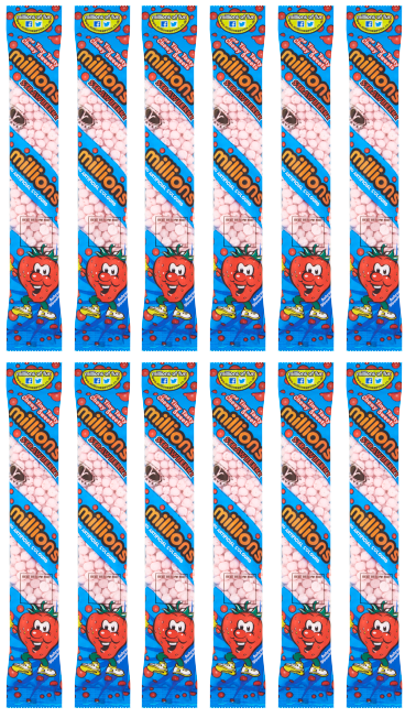 12 x Millions Tubes Strawberry 60Gm