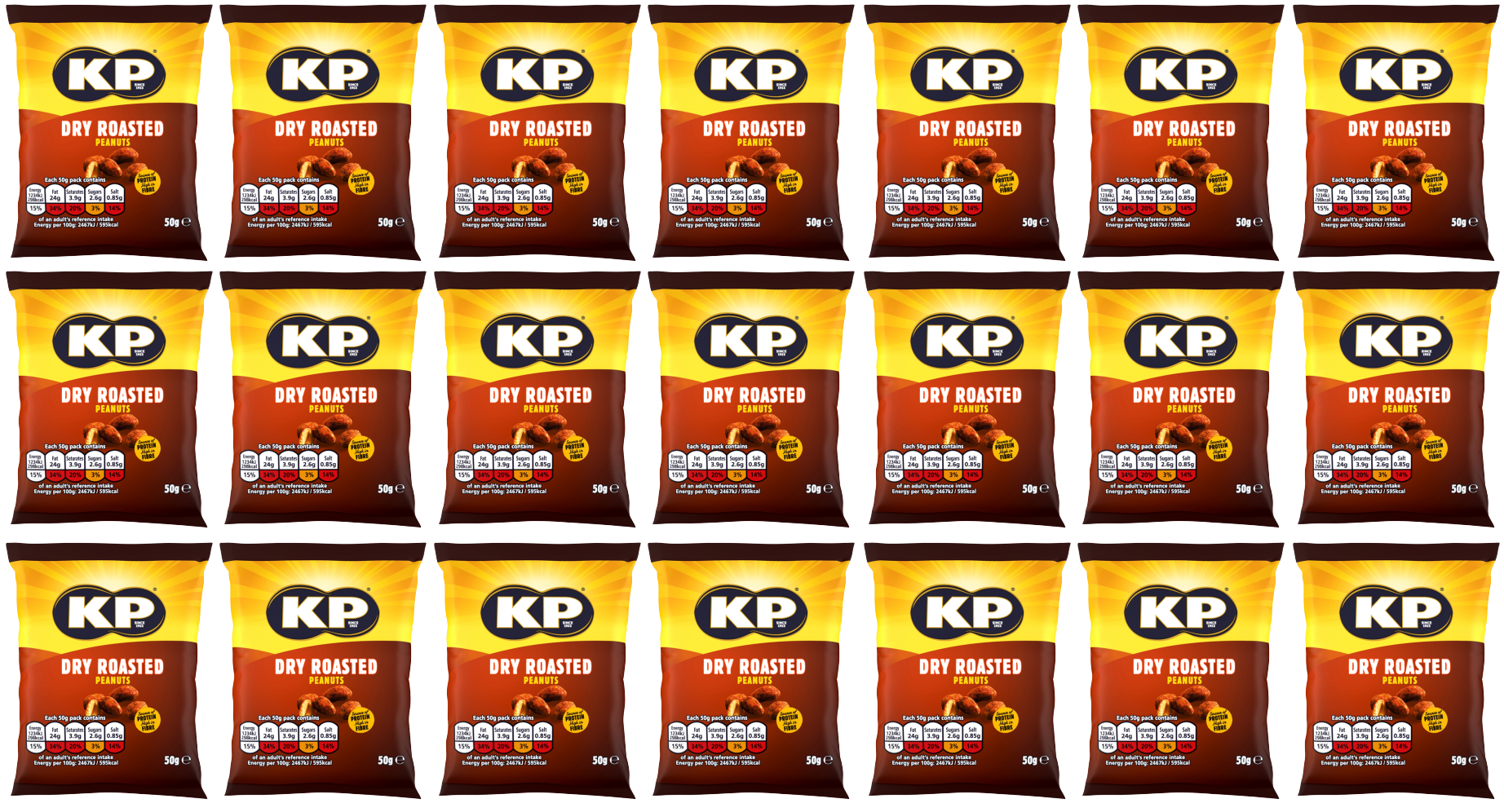 21 X Kp Dry Roasted Peanuts Card 21/18 50G