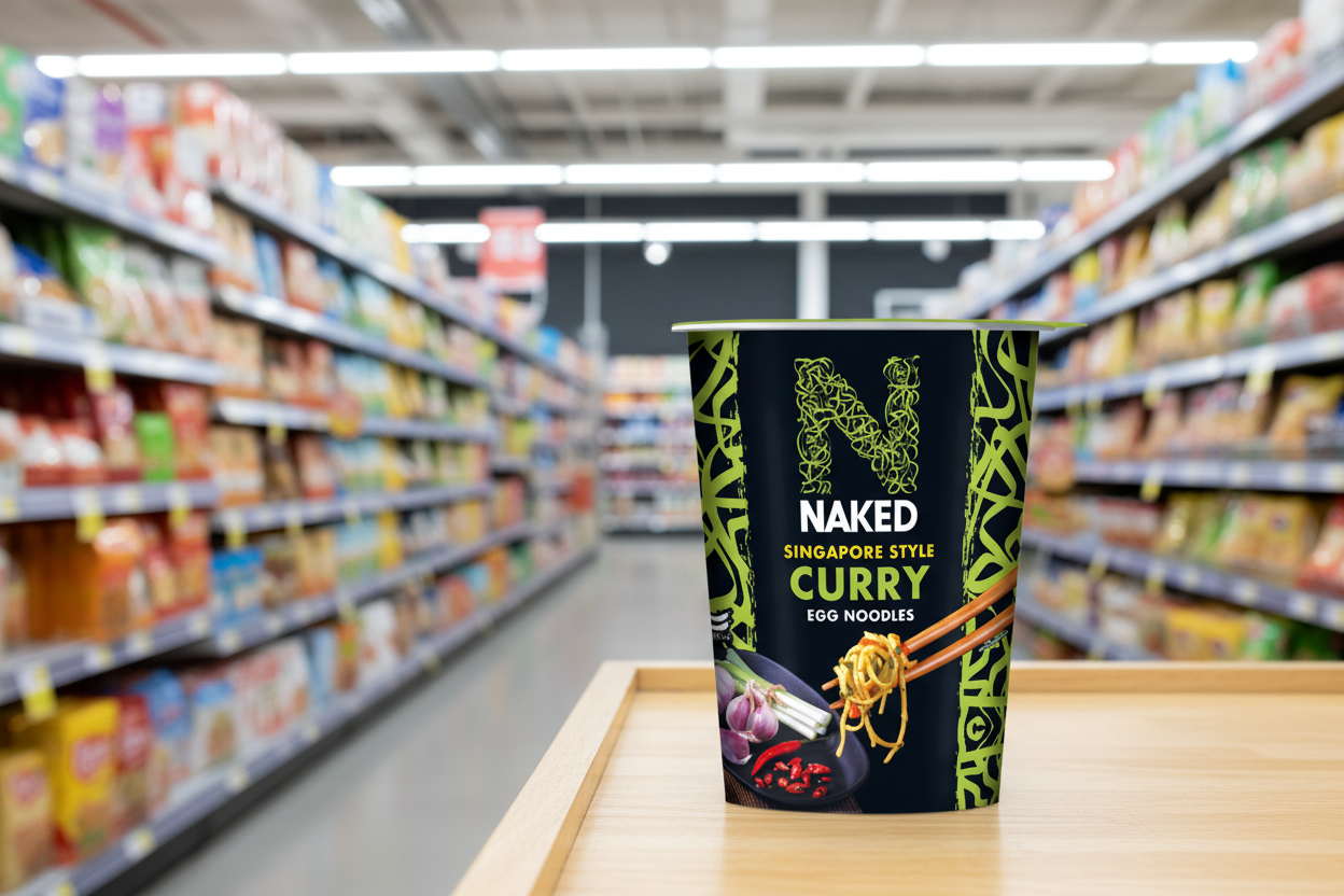 5 x Naked Noodle Singapore Curry Noodle Pot 75Gm