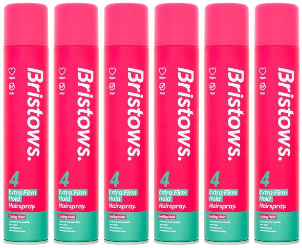 6 x Bristows 4 Extra Firm Hold Hairspray 400Ml