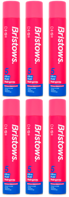 6 x Bristows Hairspray Ultra - 400Ml
