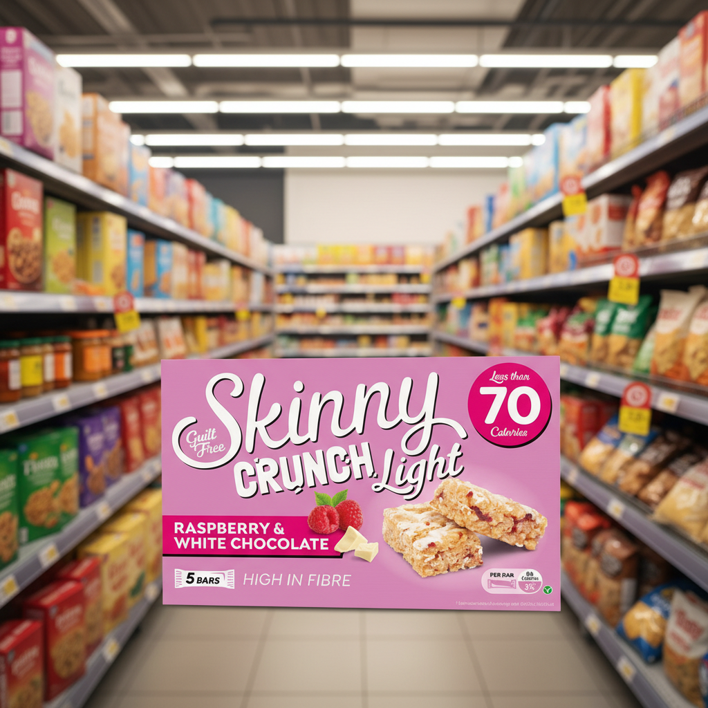 10 x Skinny Crunch Light Raspberry & White Choc 5 Pack - 5 X 19G