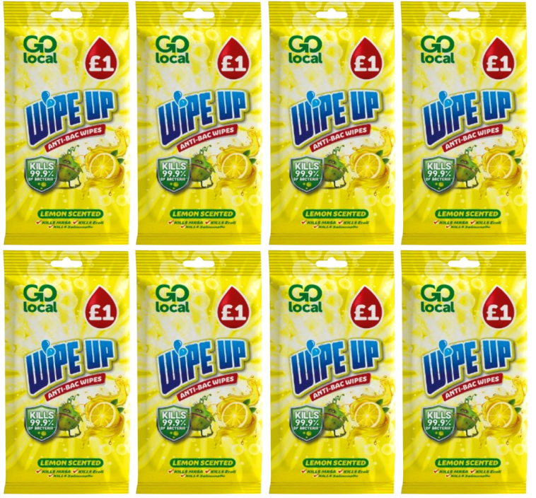 8 x Go Local Anti Bacterial Wipes Lemon - 50 PACK