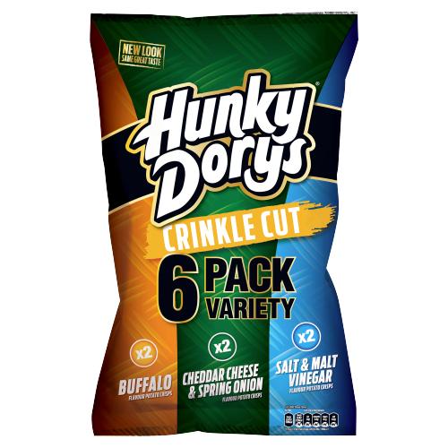 16 x Hunky Dorys Crinkle Cut Potato Crisps 6 X 25G