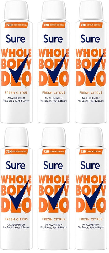 6 x Sure Women Whole Body Fresh Citrus - 150ML