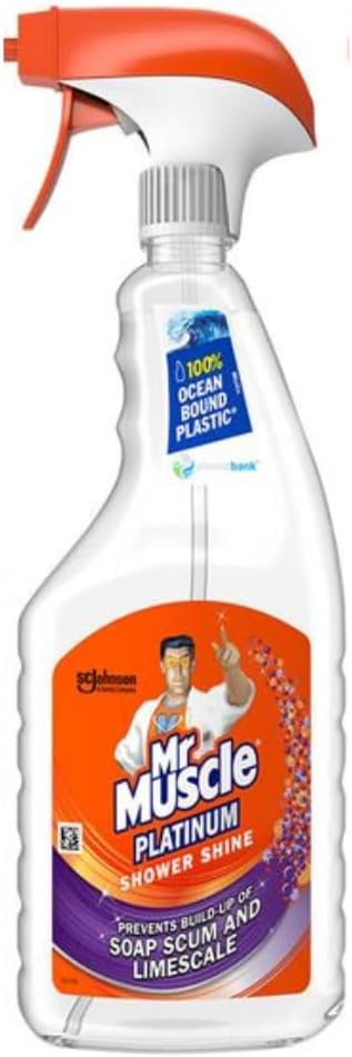 6 x Mr Muscle Platinum Shower Shine Cleaning Spray 750 Ml