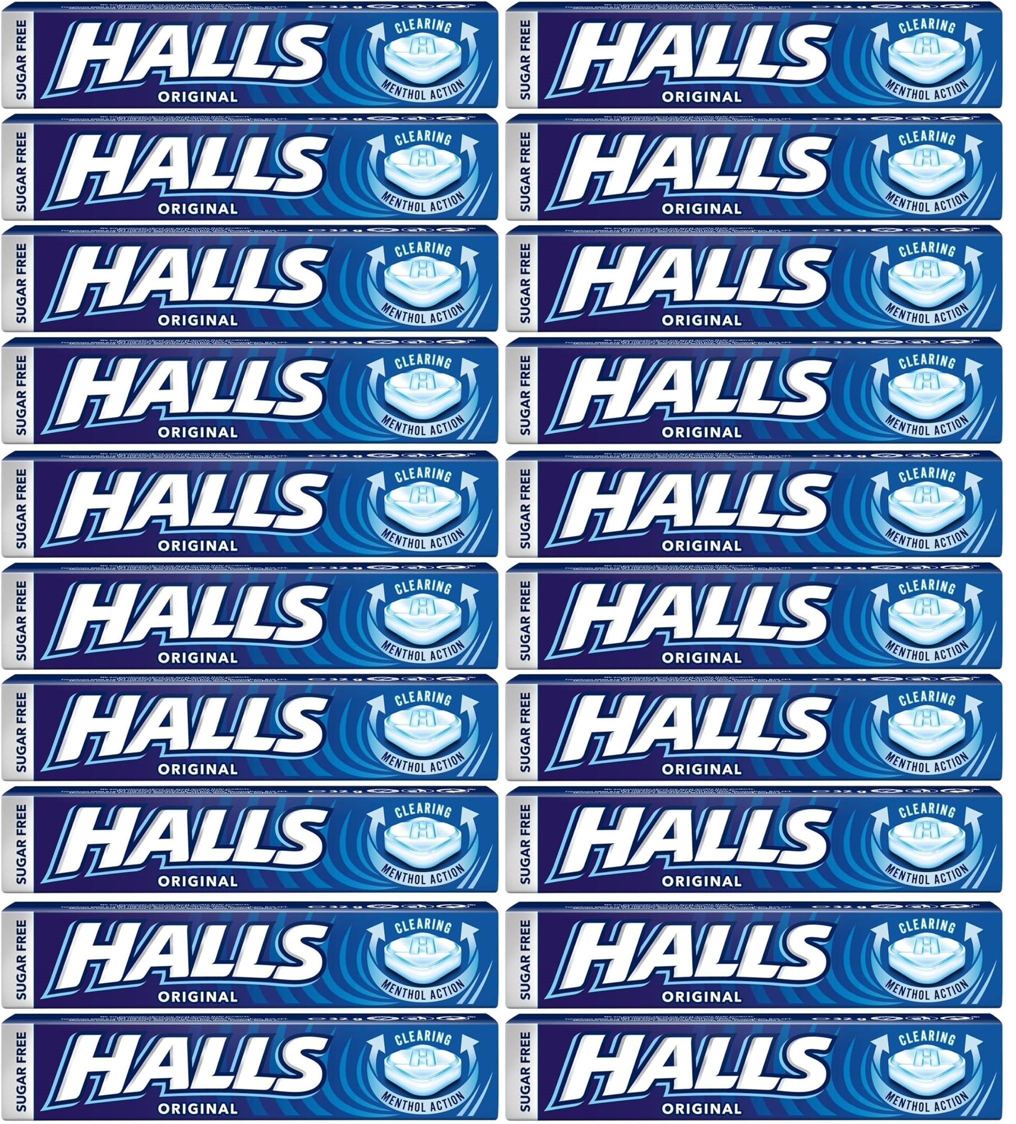 20 x Halls Menthol. Sugar Free Original 32G