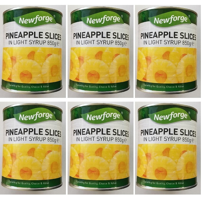 6 x Newforge Pineapple Pieces In Light Syrup 850G