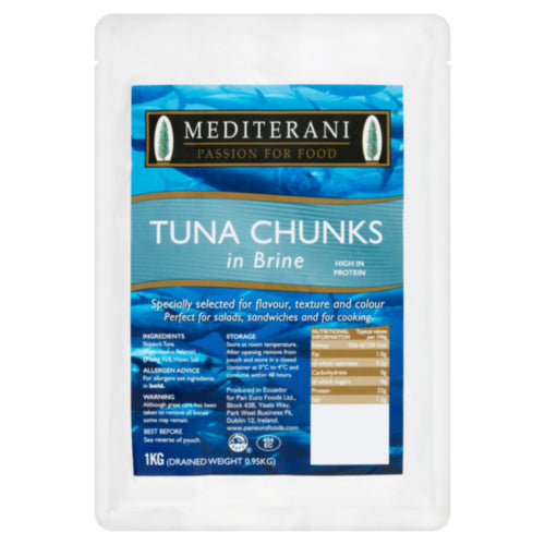 12 x Med Tuna Chunk Brine 1Kg