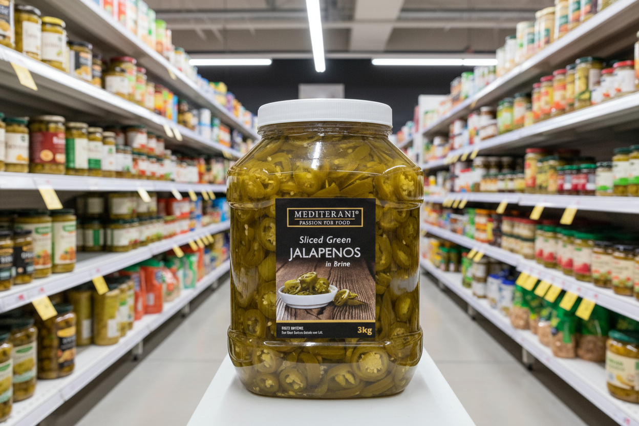 6 x Mediterani Sliced Green Jalapenos In Brine 3Kg