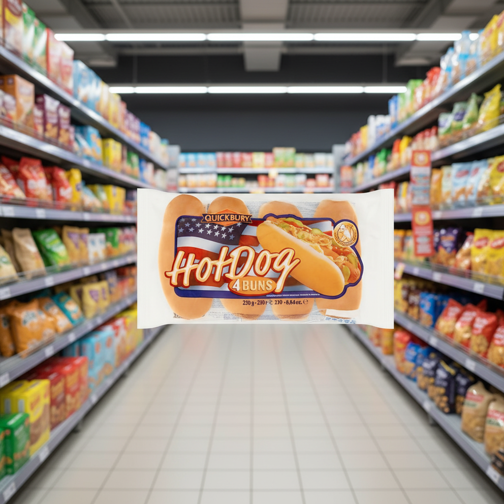 8 x Quickbury 4 Hot Dog Buns 250G