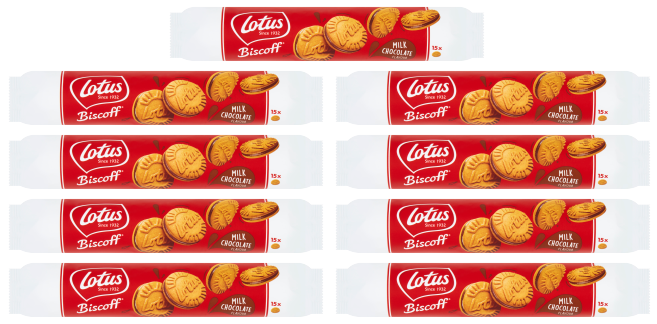 9 x Lotus Biscoff Sandwich Milk Choc Cream 150Gm