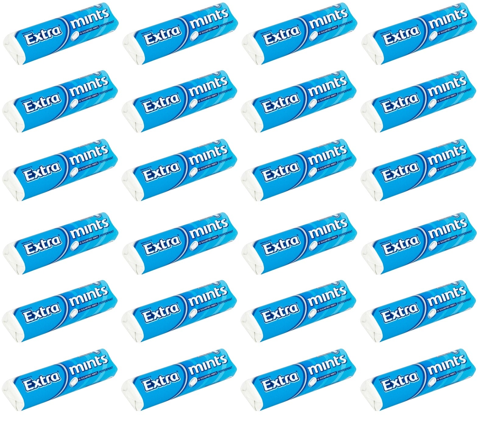 24 X Extra Mints Sugarfree Peppermint Roll Pack 16 PCE