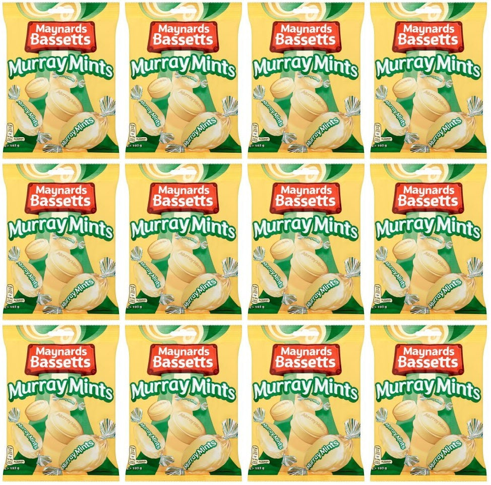 12 x Maynards Bassetts Murray Mints Sweets Bag 193G