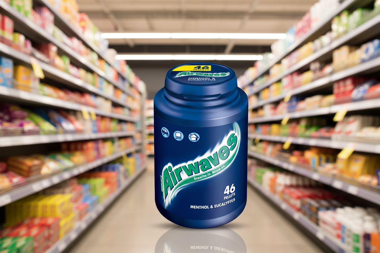 6 x Airwaves Menthol & Eucalyptus Sugar Free Chewing Gum Bottle 46 Pieces