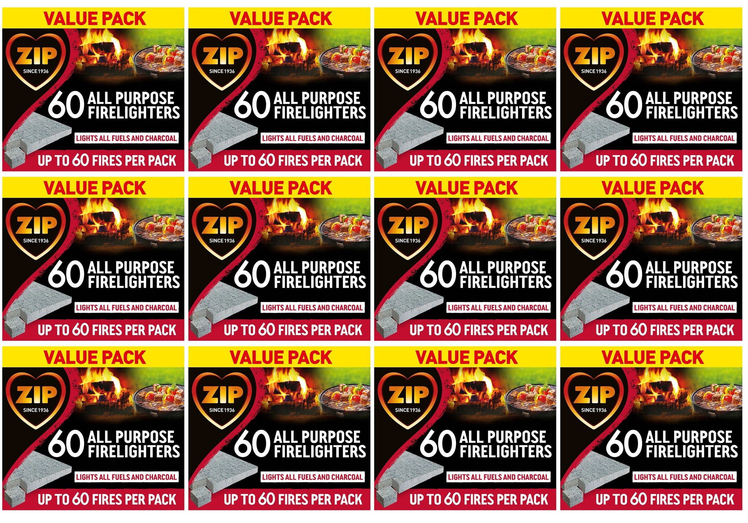 12 x Zip 60 High Performance All Purpose Firelighters
