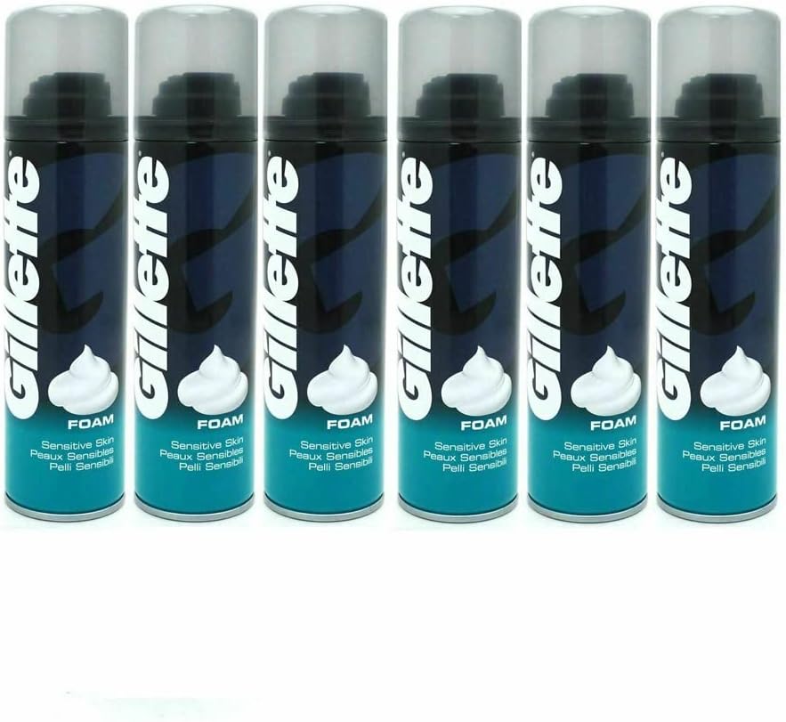 6 x Gillette Classic Sensitive Shave Foam For Sensitive Skin 200Ml