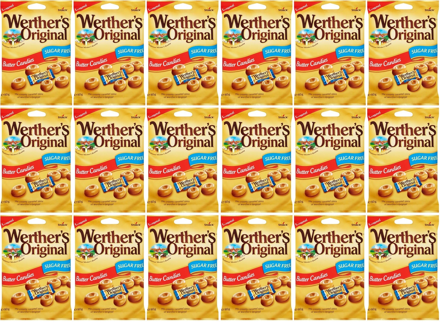 18 x Werther's Original Sugar Free Butter Candies 80G