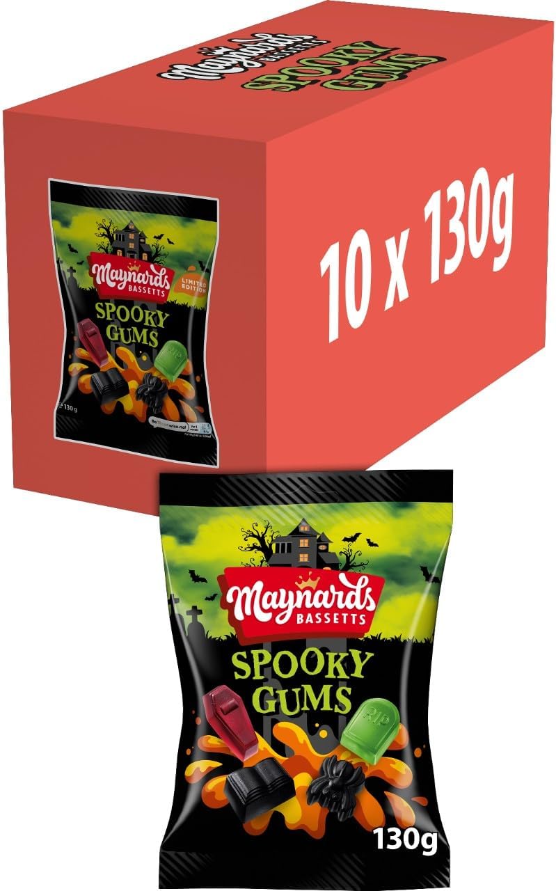 10 X Maynard Bassett Spooky Gums Sweets Bag - 110Gm
