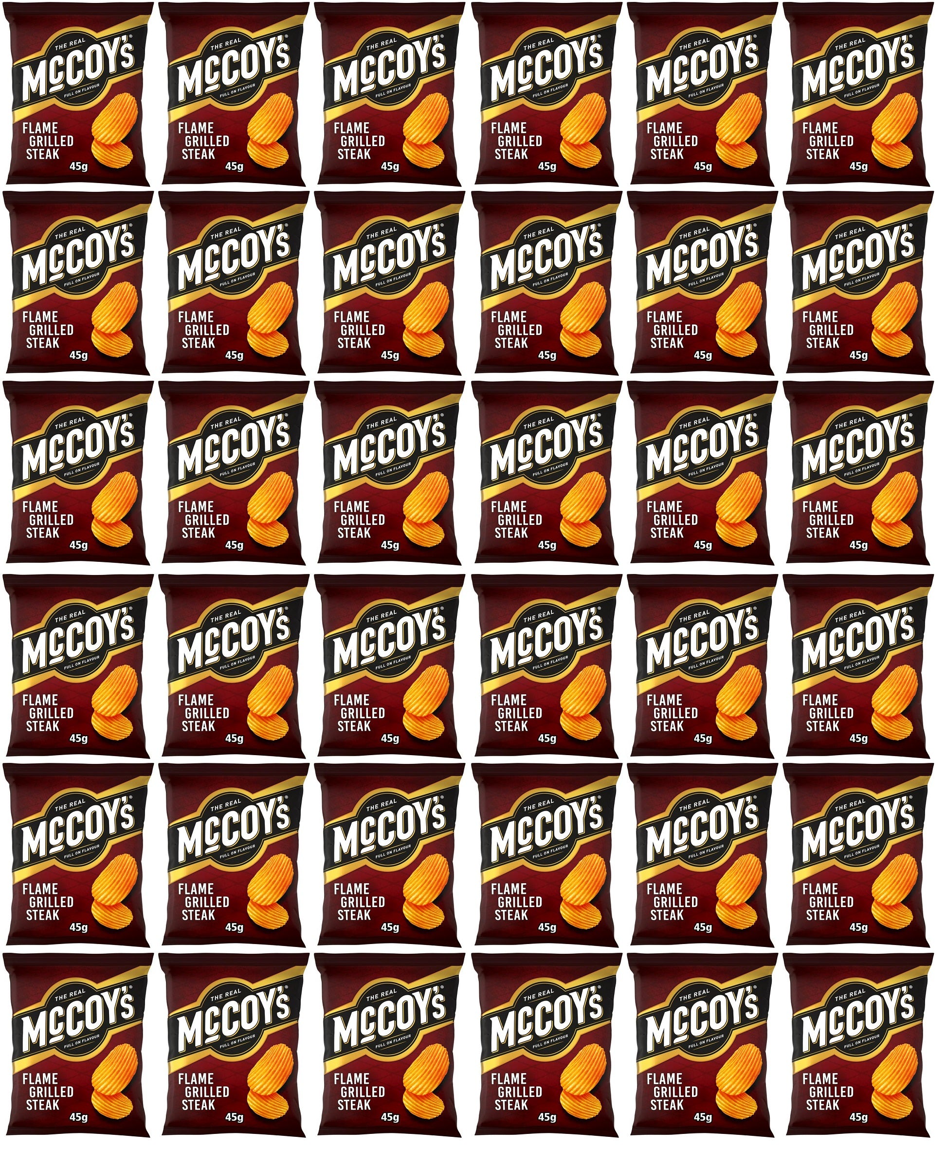 36 x Mccoy's Flame Grilled Steak Flavour Potato Crisps 45G