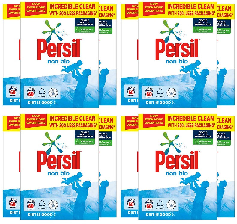 4 x Persil Washing Powder Xl Family Pack Non Bio 3 Kg (60 Washes)