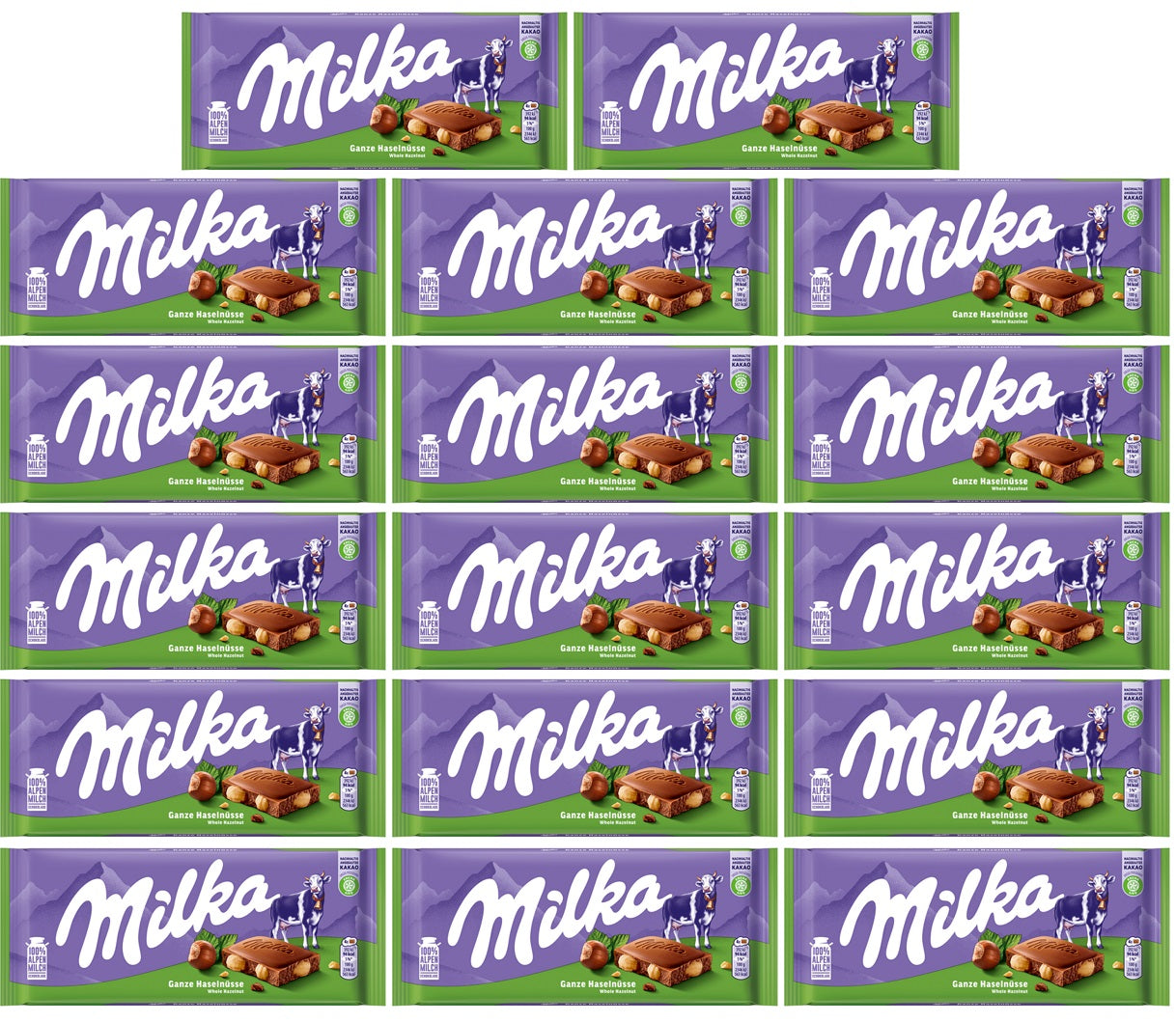 17 x Milka Whole Hazelnut - 95GM