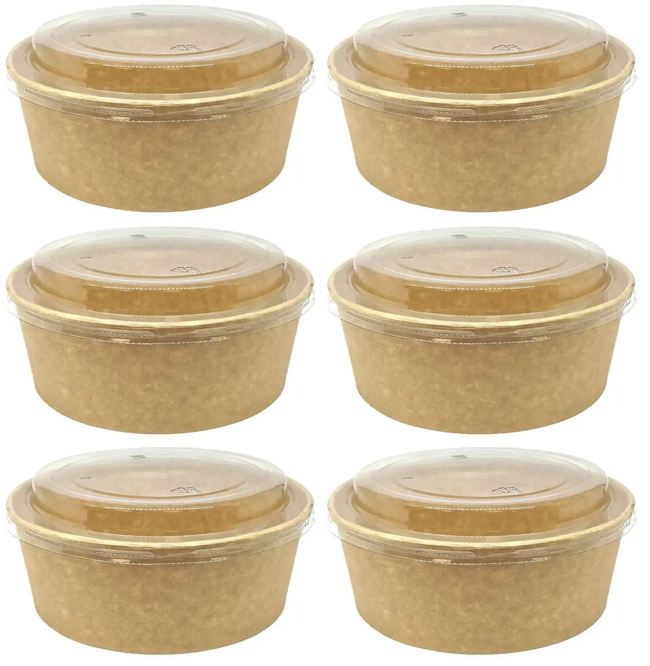 6 x Container Lid Pet Squat Paper Bowl 750Ml 50Pk X 6