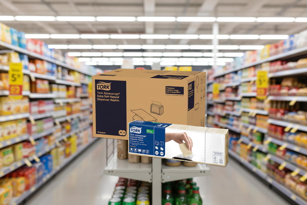 8 x Tork Xpress Napkin Natural 2P 2Fold Env 200Pkx5X8 N4