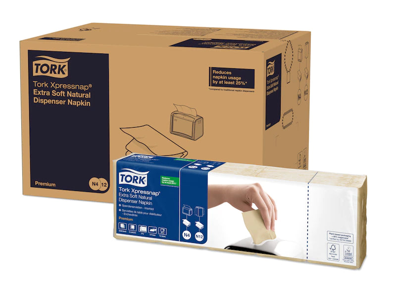 8 x Tork Xpress Napkin Natural 2P 2Fold Env 200Pkx5X8 N4