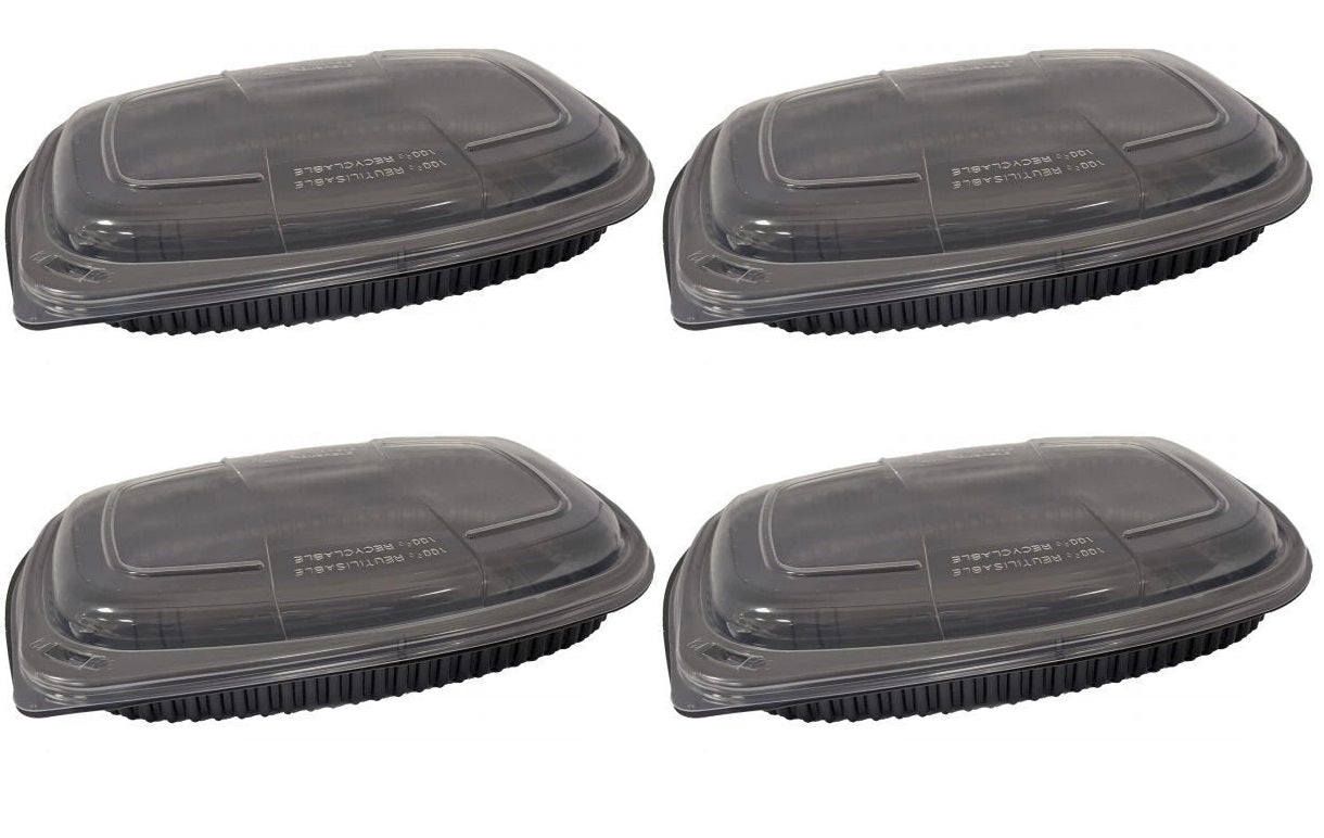 4 x 1 Compartment Container And Lid Combo 34Oz