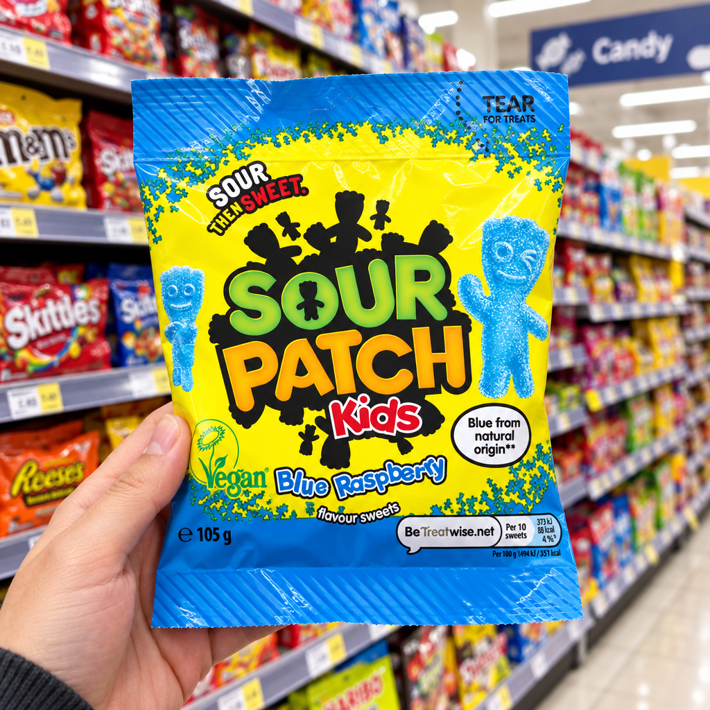 10 X Sour Patch Blue Raspberry Bag Mondelez - 105Gm
