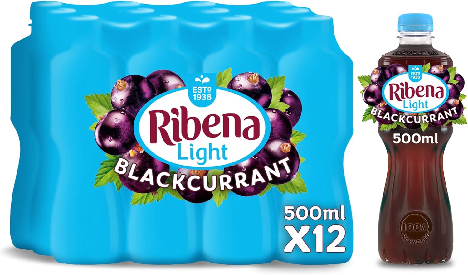 12 x Ribena Blackcurrant Nas - 500ML