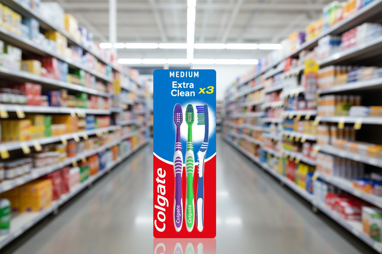 12 x Colgate Extra Clean Medium Manual Toothbrush X3