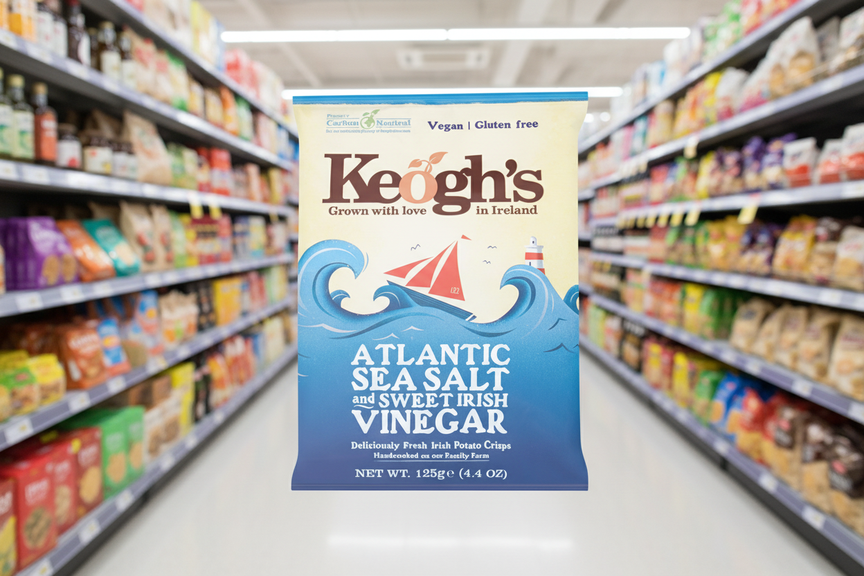 12 x Keoghs Sea Salt & Cider Vinegar Crisps - 125GM