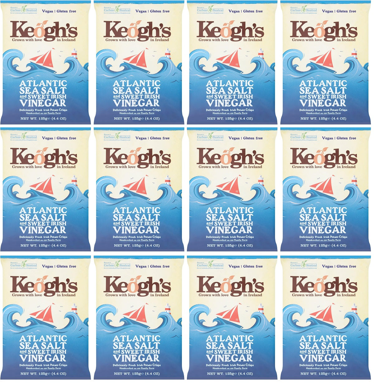 12 x Keoghs Sea Salt & Cider Vinegar Crisps - 125GM