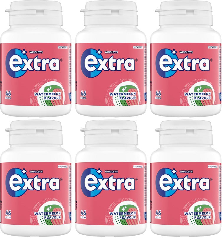 6 x Extra Watermelon Chewing Gum Bottle 46pce - 46 PCE