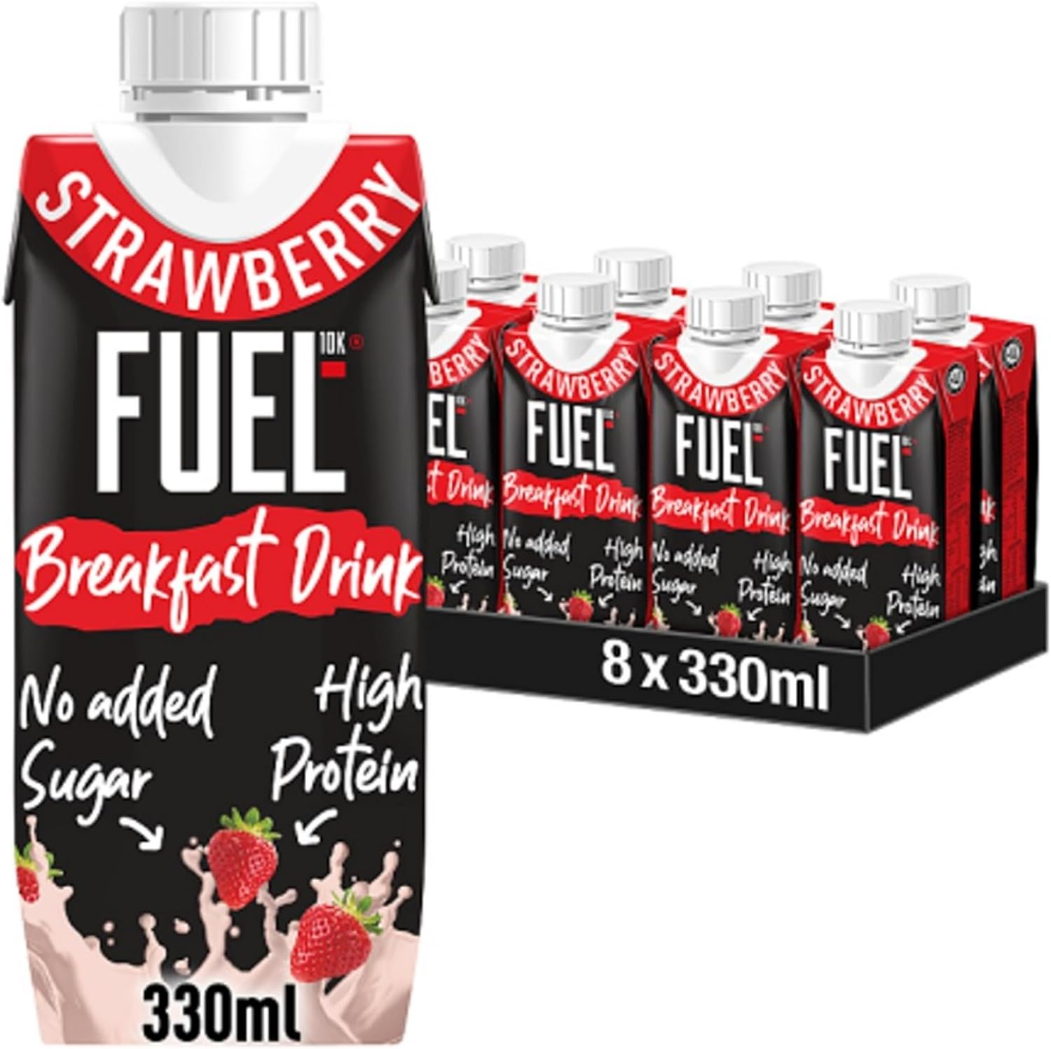 8 x Fuel10k Breakfast Drink Strawberry - 330ML