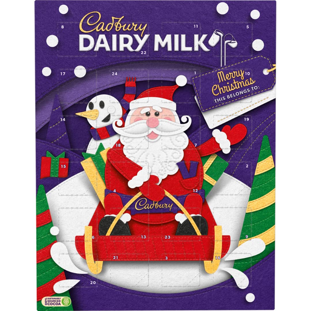 96 X Cadbury Dairy Milk Chocolate Advent Calendar Hod - 90Gm